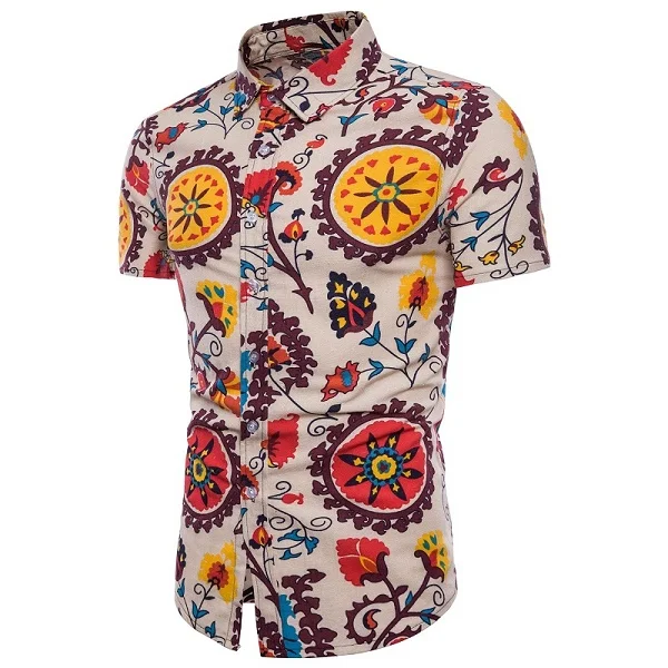 10 Camisa Social мужские рубашки мужские повседневные рубашки с коротким рукавом с гавайским принтом для лета модная пляжная рубашка плюс размер - Цвет: 10