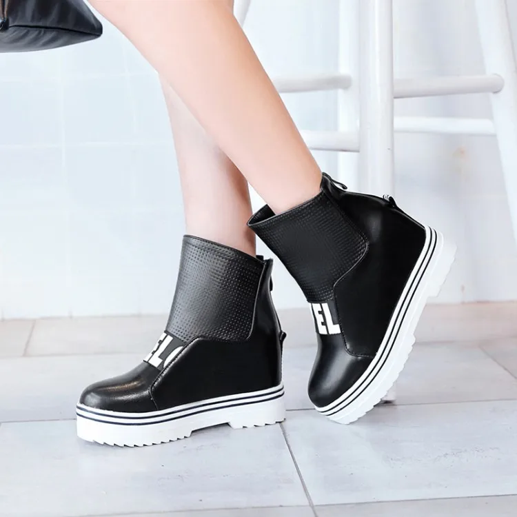 

Big Size 9 10 11 12 13 boots women shoes ankle boots for women ladies boots shoes woman winter Solid color round head back zippe