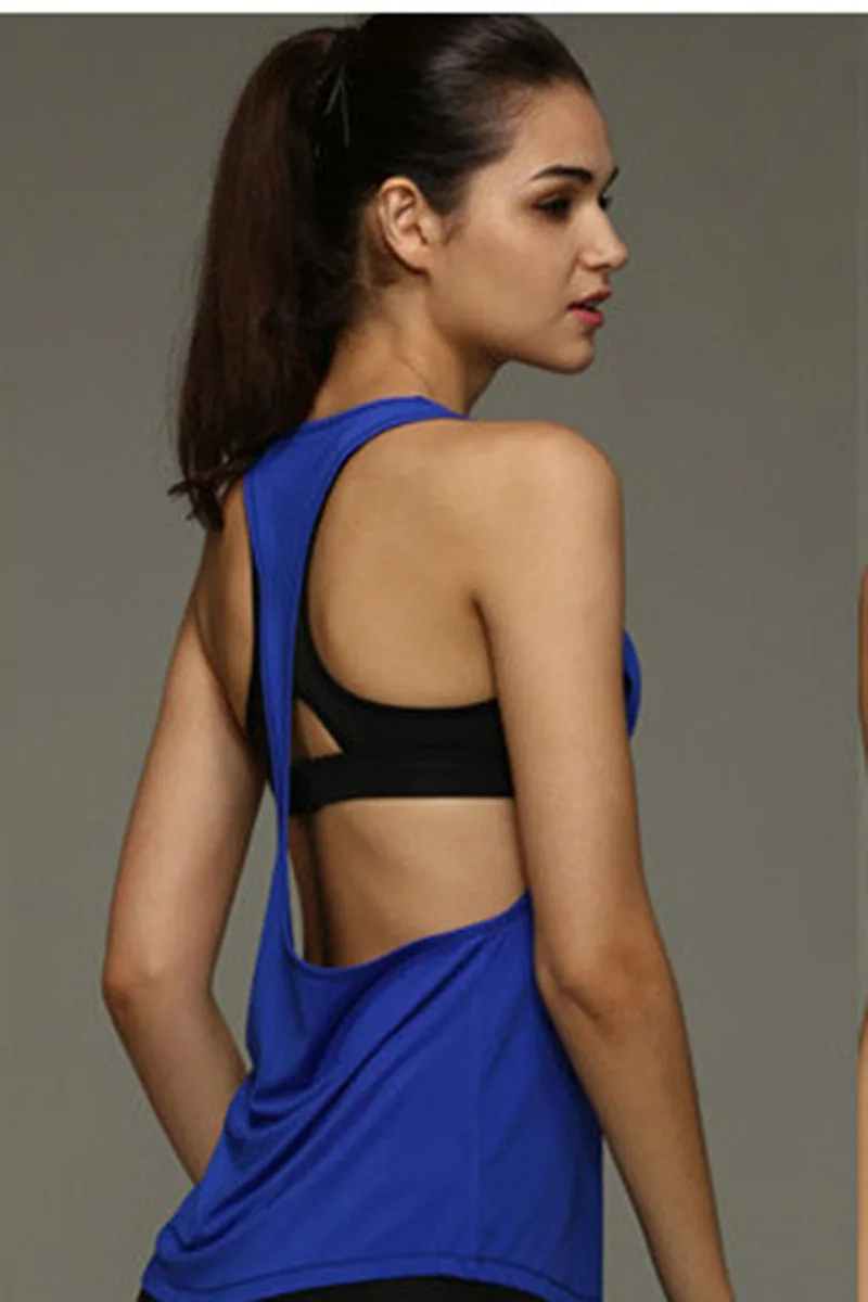 Royal Blue SALSPOR однотонная женская спортивная рубашка без рукавов, топ для йоги, дышащий Топ для похудения, майка для бега, Женская Спортивная одежда для фитнеса - Цвет: Royal Blue