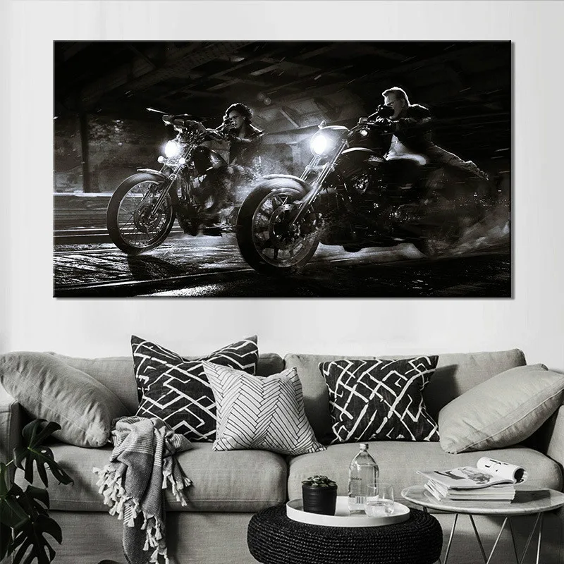 Плакат на холсте с изображением мотоцикла, настенные картины в скандинавском стиле для украшения гостиной, картина без рамки, Художественная печать