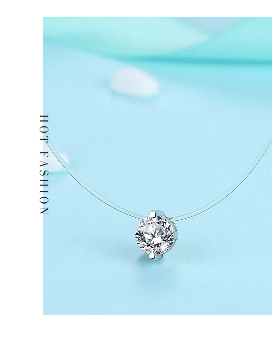 ELESHE 925 Sterling Silver Necklace& Pendant Transparent Water Drop Crystal Raindrop Choker Necklaces for Women Wedding Jewelry