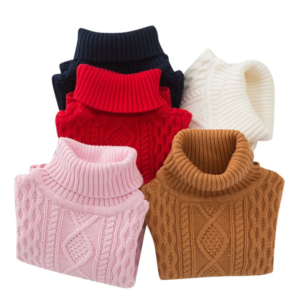 

Children Baby Girls Boys Knitted Sweater Solid Sewing Warm Tops Outfit Clothes