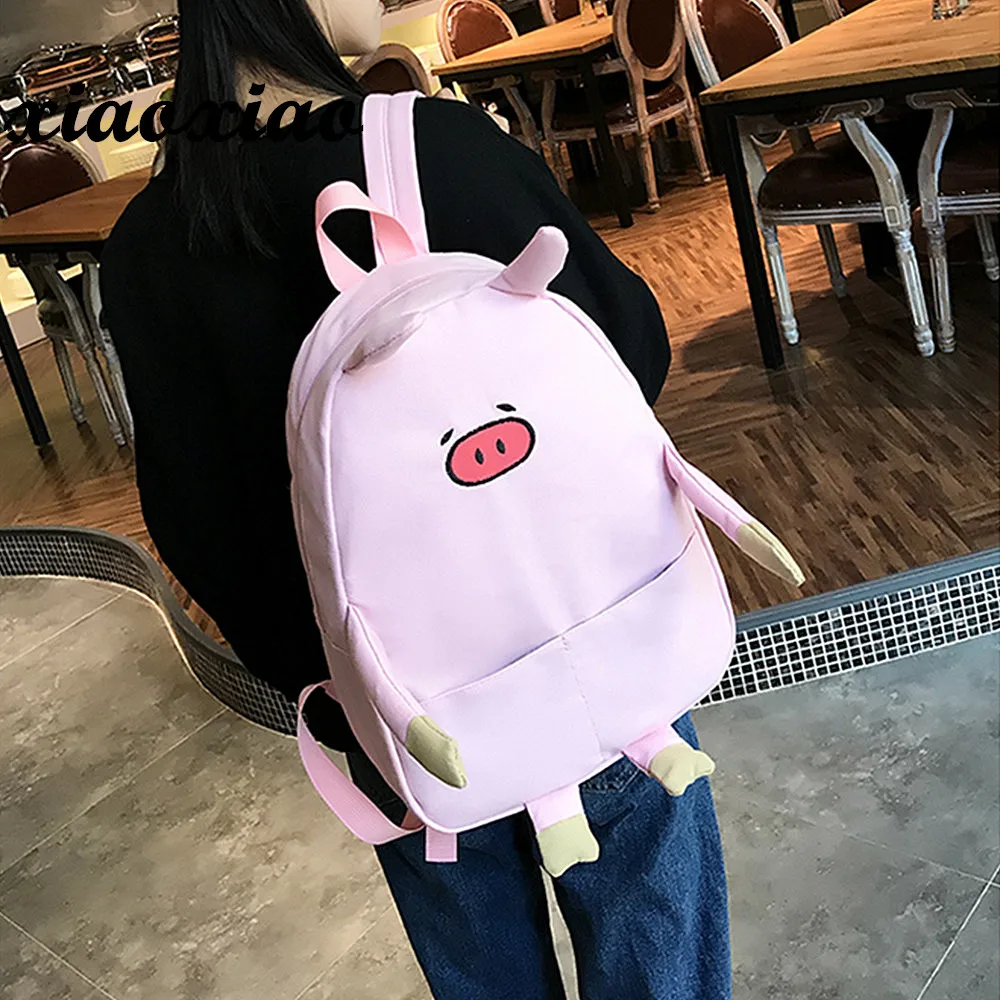 3D Super Cute Pig Canvas Backpack Piggy Shoulders Back Pack Cartoon Embroidery Backpacks For Teenage Girls School Bag Rucksack 3D Super Cute Pig Canvas Backpack Piggy Shoulders Back Pack Cartoon Embroidery Backpacks For Teenage Girls School Bag Rucksack