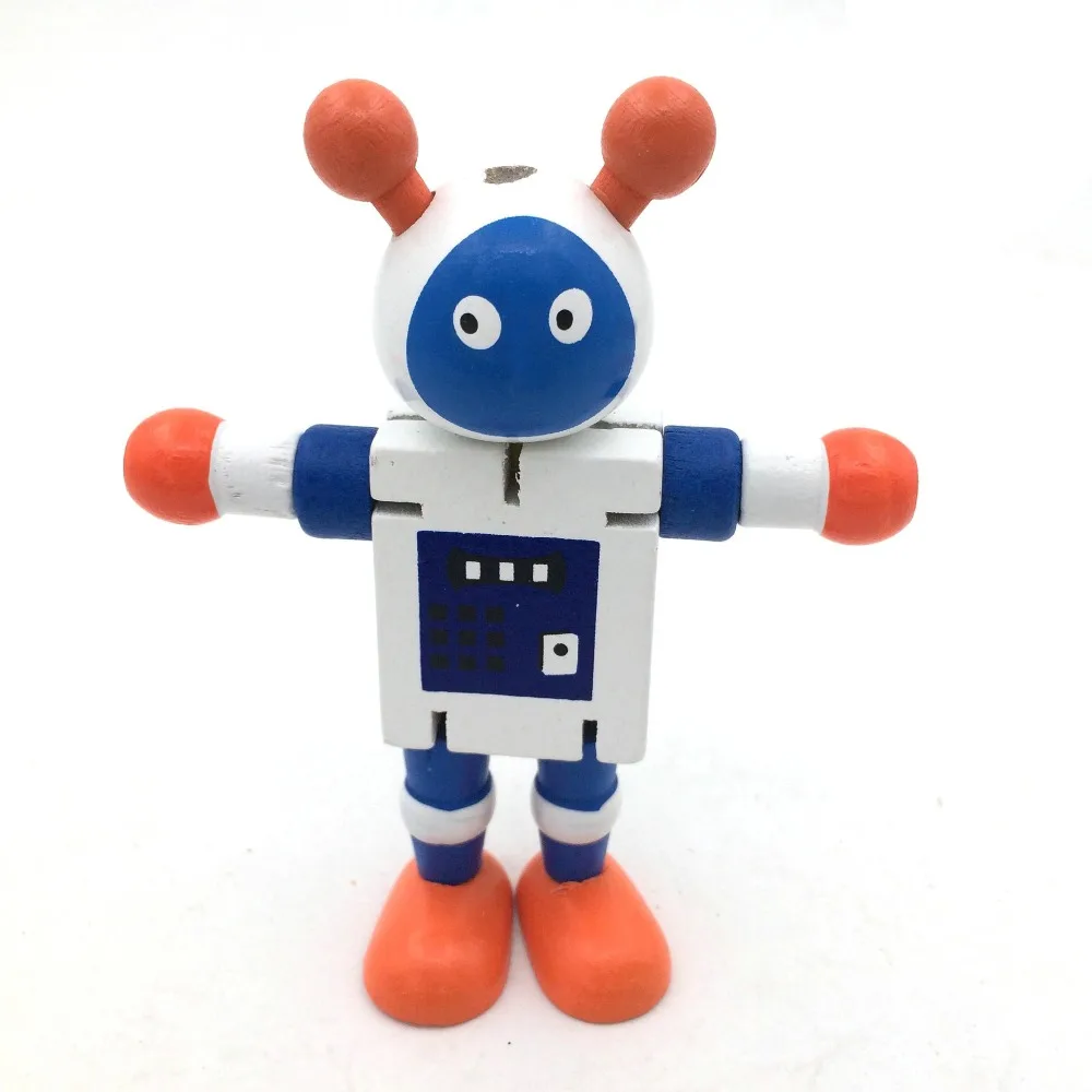 Model Building Figurines Early Educational Toys Wooden Elastic Robot Post Blocks Dolls Children's Birthday Gift Christmas Figure (7)