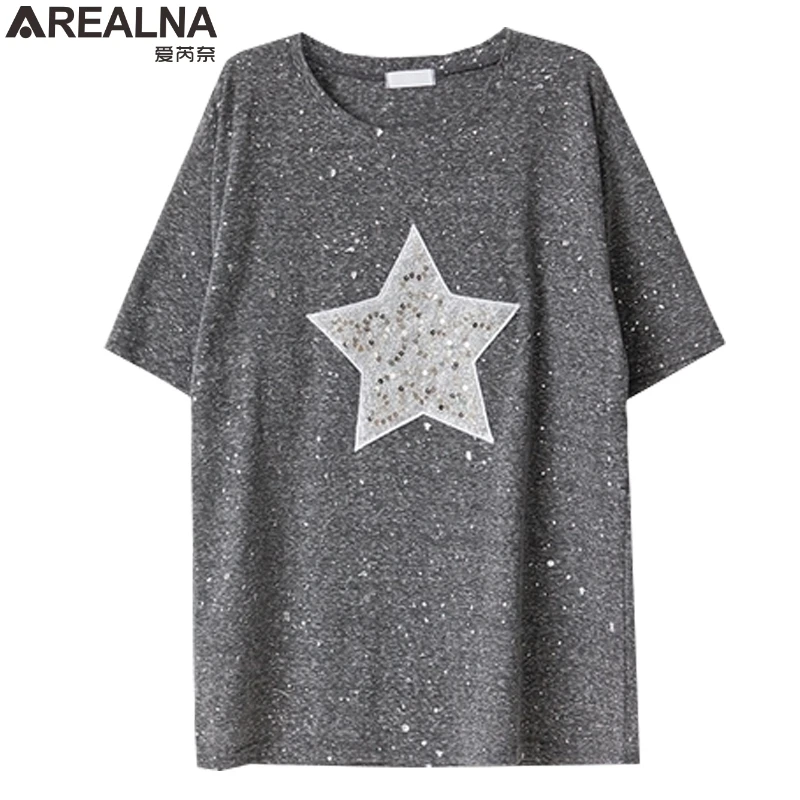 AREALAN Plus Size T shirt Women 2018 Summer Fashion Shiny...