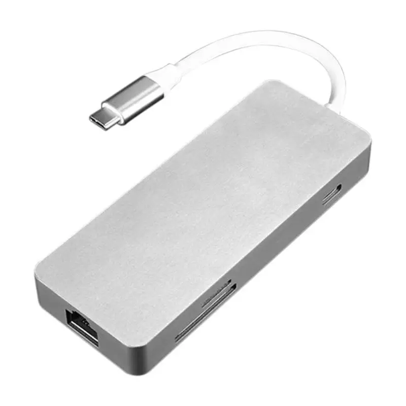 

7In 1 Type C USB C Hub HDMI Multimedia Interface USB3.0 Hub Splitter Ethernet Port SD TF Card Reader Adapter Converter for Mac
