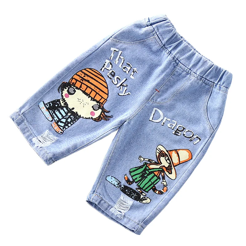 Шорты для мальчиков, джинсы укороченные брюки новые летние джинсовые шорты с героями мультфильмов Повседневные детские джинсы, штаны для детей от 2 до 6 лет