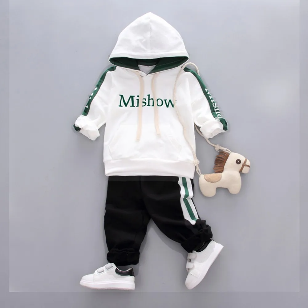 

Baby Boy Girl Clothes Set 2019 New Autumn Winter Letter Hooded Pullover Tops+Pants 2Pcs Children Kids Sweatshirt Clothing Set
