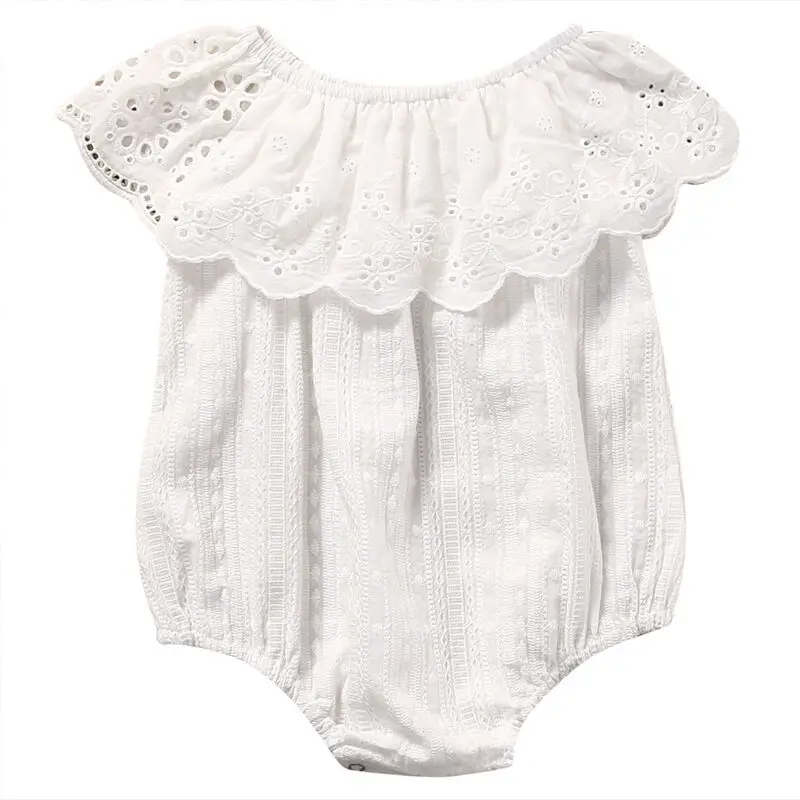 

Sweet Newborn Infant Baby Girl Clothes Lace Solid Romper Shoulder-bare Jumpsuit Clothes Outfit Sunsuit USA