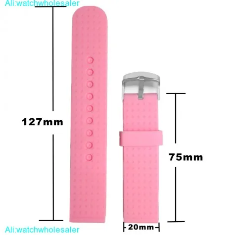 20mm Touching Pink Silicone Jelly Rubber Ladies Watch Band Straps WB1053A20JB
