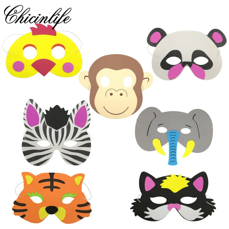 

Chicinlife 7Pcs Animals EVA Mask Upper Half Face Baby Showe birthday Christmas Wild party Zoo Jungle Game decoration supplies