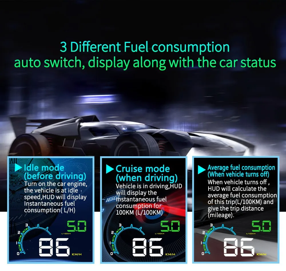 CARPRIE HUD Дисплей автомобильный проектор скорости автомобиля hud лобовое стекло проектор головка OBD2 топливо над скоростью км/ч для Toyota для BMW