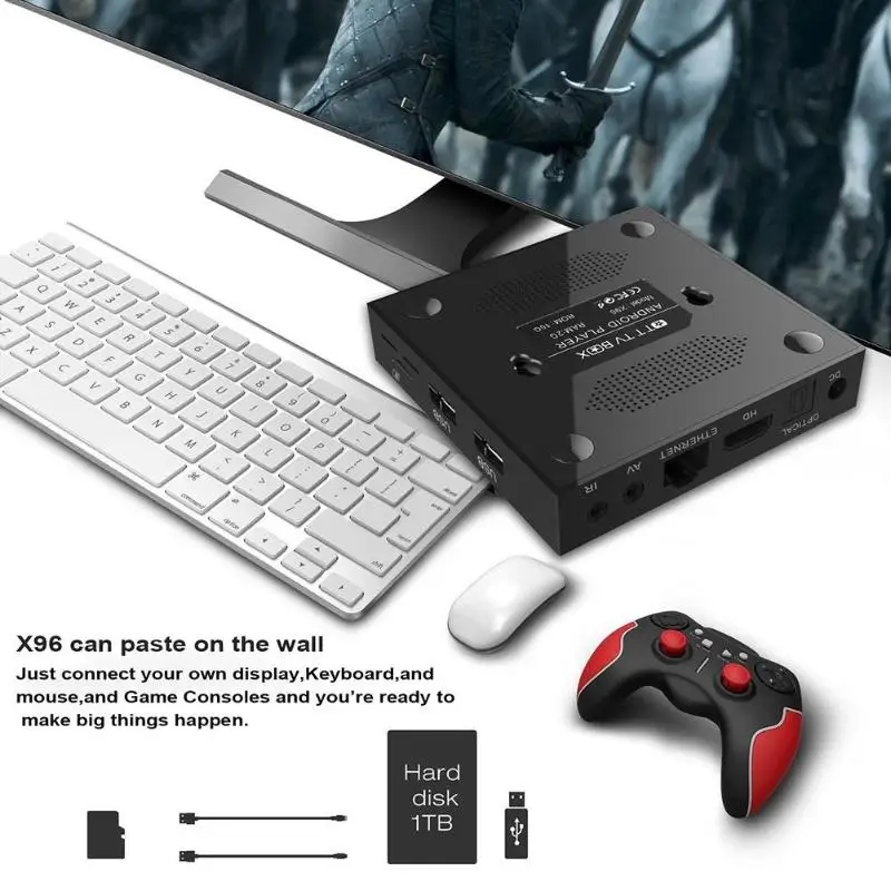 X96 Android 7,1 tv BOX четырехъядерный Amlogic S905W 2GB 16 GB/1G 8G телеприставки 2,4 GHz WiFi HDR10 17,4 смарт-медиаплееры US Plug