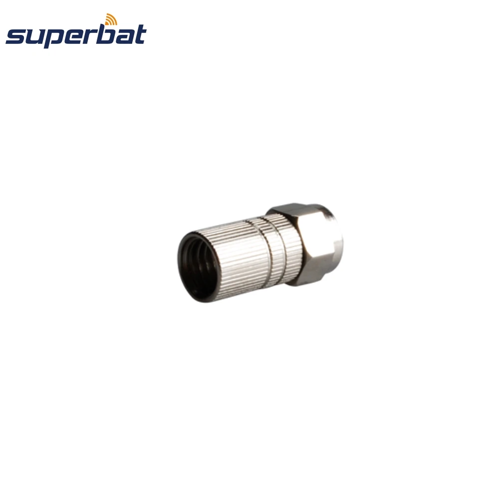 Superbat 10개 F 수컷 트위스트온 75옴 니켈 도금, PTFE 절연 RF 플러그 커넥터(RG6 케이블용)