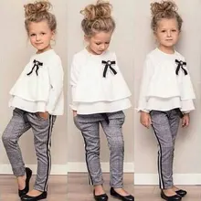 Осень г., белое пальто, клетчатые штаны, костюм для девочек, 2 шерстяных шифона, модная детская одежда в Европе и INS