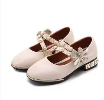 

Children's high heels 2018 spring and autumn new fashion girls shoes peas shoes pearl show shoes princess shoes tide