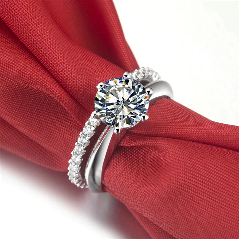AINUOSHI Роскошные 1/1. 5/2 карат, круглая огранка, обручальное кольцо, набор из стерлингового серебра 925 пробы, 2 шт., обручальное кольцо для невесты, обручальное кольцо, обручальное кольцо