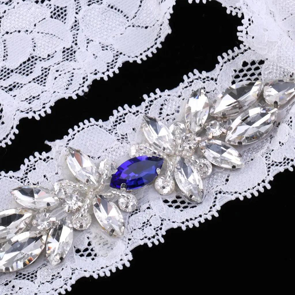 2pcs/Set Wedding Bridal Lace Flower Crystal Leg Garter Thigh Ring Accessory