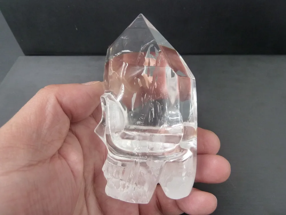 

294g NATURAL QUARTZ CRYSTAL carved SKULL T1205