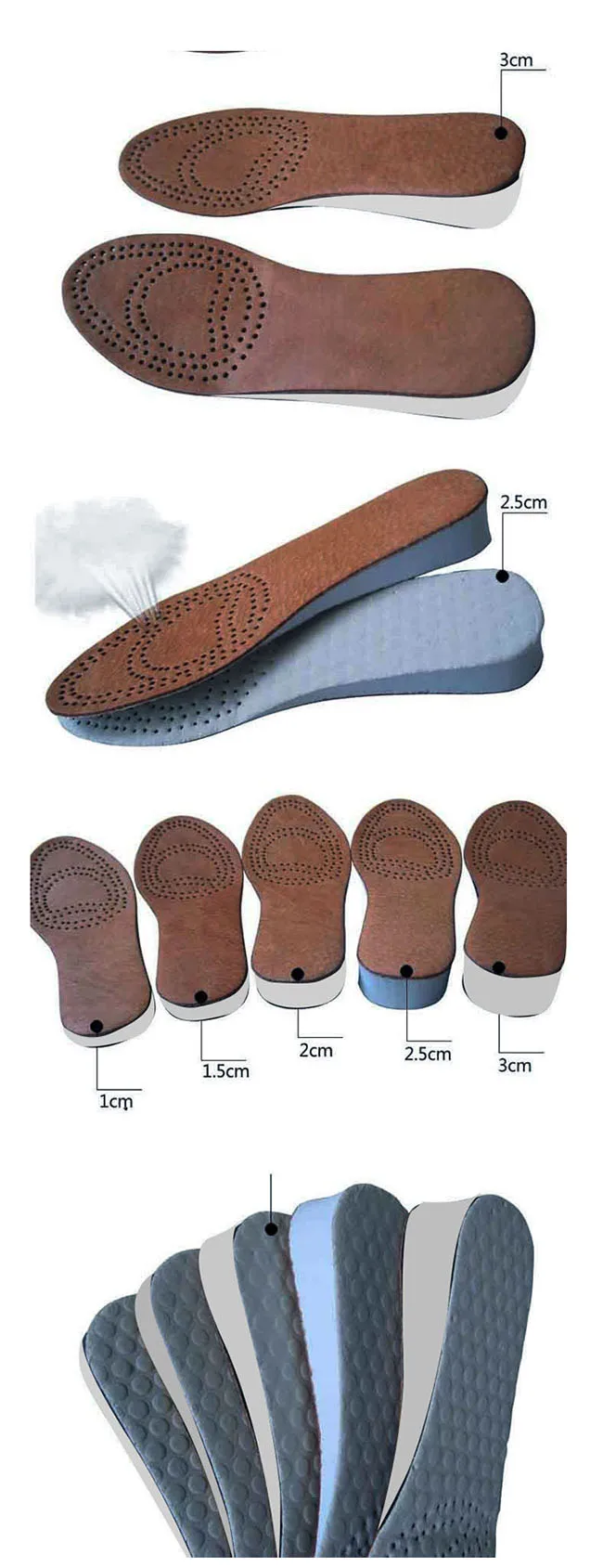 Дышащая обувь унисекс из натуральной кожи, увеличивающая рост стелька для мужчин и женщин, впитывает пот