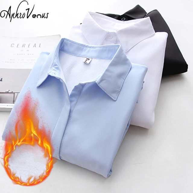 Autumn Women Cotton Blouses Thick Winter Warm Velvet Blouses OL Woman Shirts Long Sleeve Women Hot Sale Female Tops Ladies Blusa