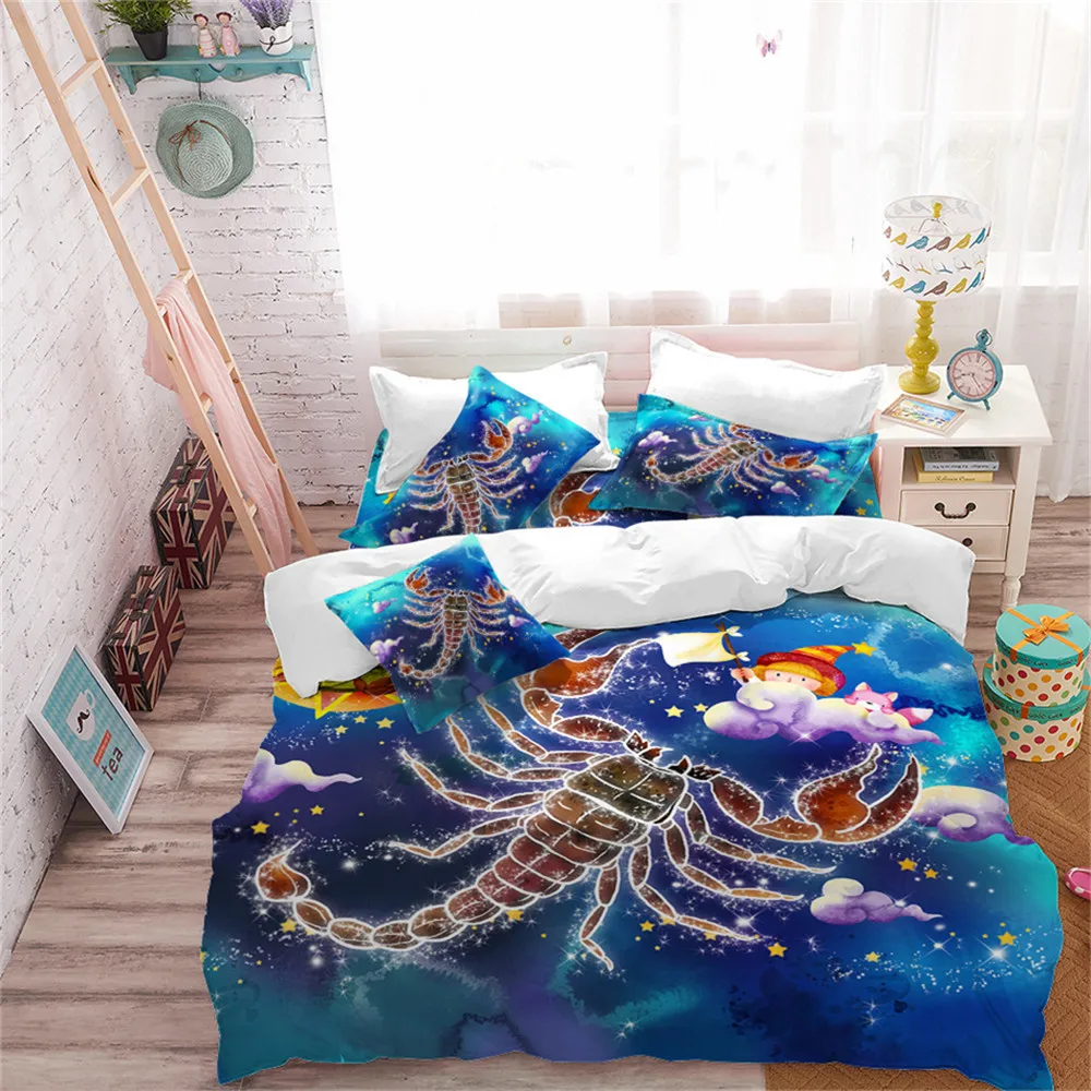 العقرب كوكبة طقم سرير منام الكرتون حاف مجموعة غطاء الملونة غالاكسي الفراش المخدة الاطفال ديكور غرفة نوم D40 العقرب كوكبة طقم سرير منام الكرتون حاف مجموعة غطاء الملونة غالاكسي الفراش المخدة الاطفال ديكور غرفة نوم D40