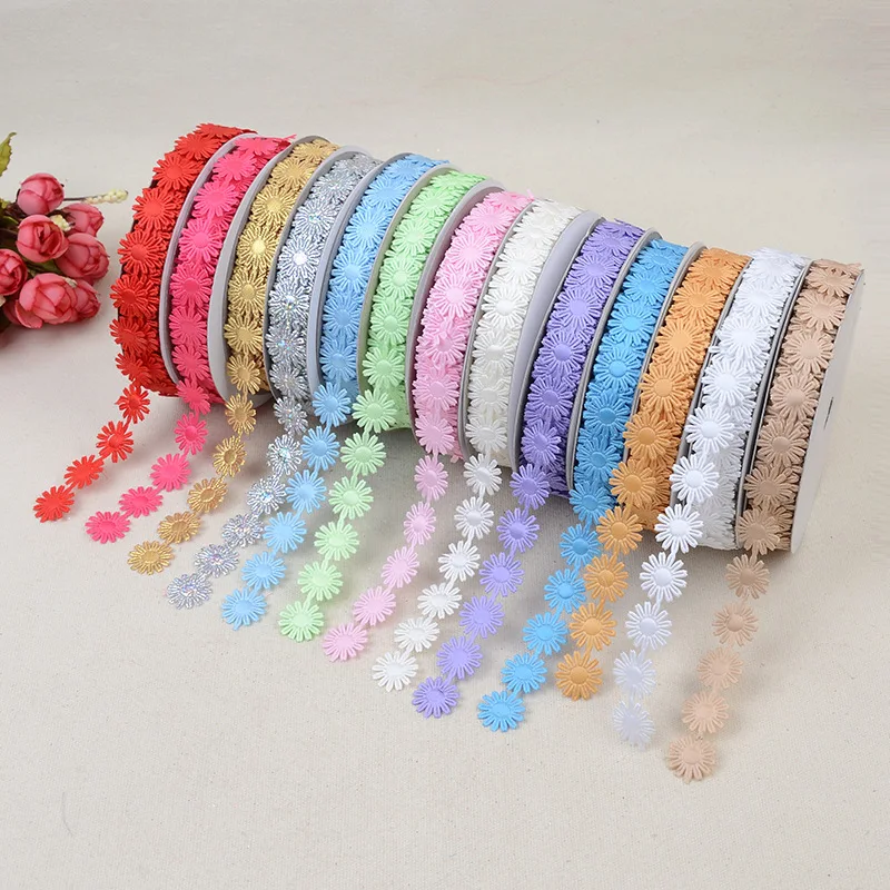 5 Yard 18mm DIY Accessories Mini Daisy Flower Shape Embossed Hollow Lace Ribbon Tape Wedding Decoration Sewing Apparel Applique