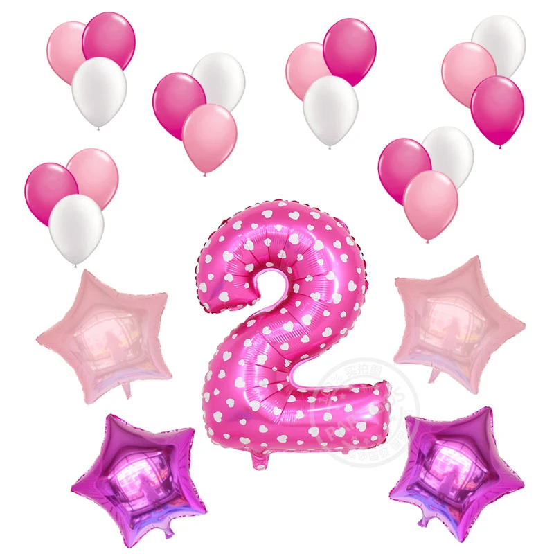 23 шт./лот 32 дюйма розовый цифра воздушный шар из фольги Baby Shower 1 день Рождения