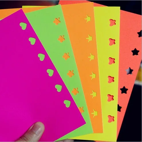 

5pcs Multicolor Adhesive Embossed Paper,Color Fluorescent Scrapbooking Craft Sticker Punch Stamping DIY Gift Decor Card 15x10cm