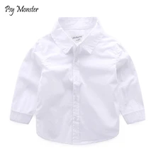 Дети формальные рубашки Элегантная футболка с длинными рукавами для мальчиков Белый Дети хлопок Свадебная вечеринка одежда для джентльменов S18