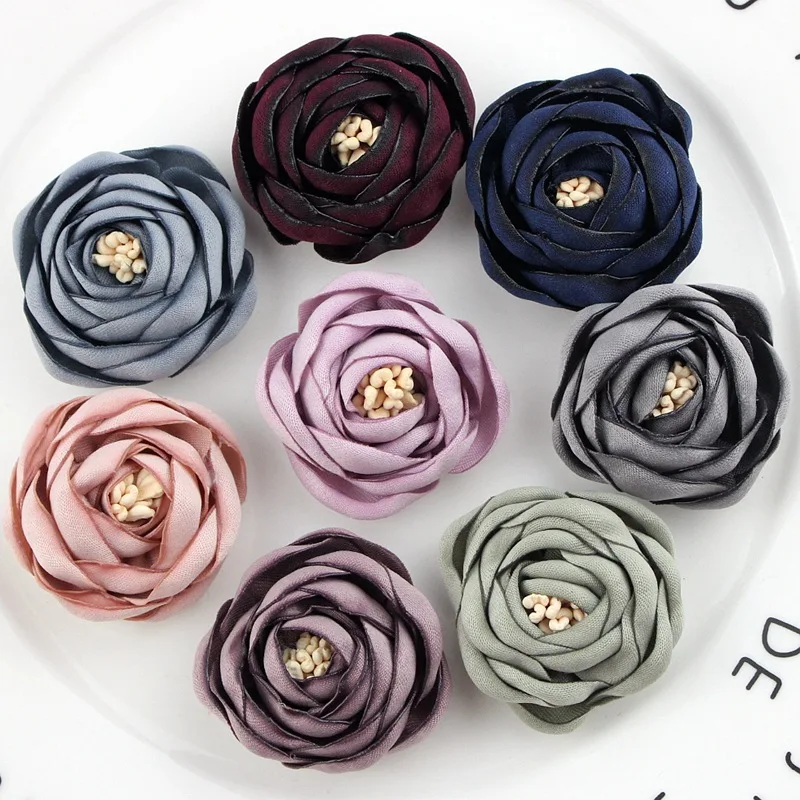 

100pc/lot High Quality Korea Mini 1.4" Fabric Flowers,Rolled Rosette Flower,DIY Fabric Flower for Women Girls Hair Accessories