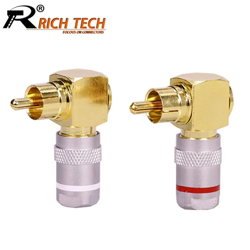 

Right Angle RCA Male Plug Connector Copper Gold Plated 90 Degree RCA Male Plug Speaker Audio Adapter