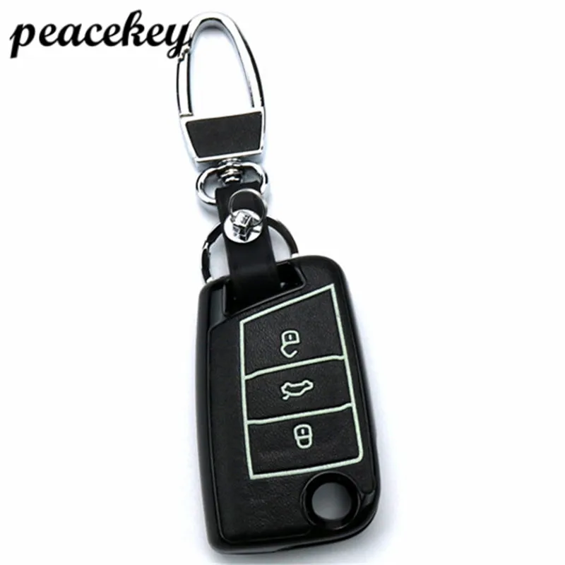Кожаный чехол для брелока VW golf 7 GTE GTD GTI MK7/POLO 2015 2016 Skoda Octavia A7 RS|key case for car|key cover 7car key |