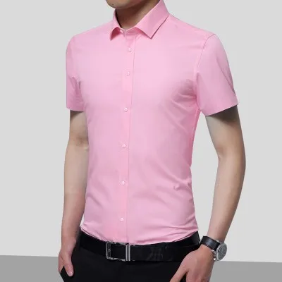 DEYS-ZF Лето Хлопок с лацканами Для мужчин; короткий рукав Slim Fit Большой Размеры Весна Половина рукава рубашки