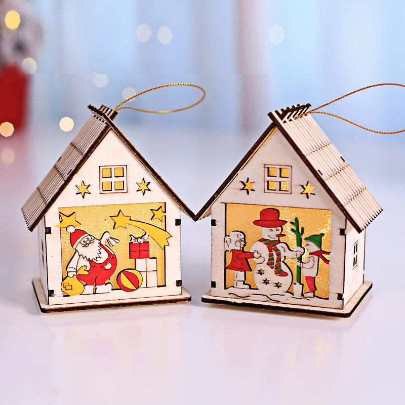 

New Christmas decoration light log cabin Christmas tree pendant window decoration decoration background