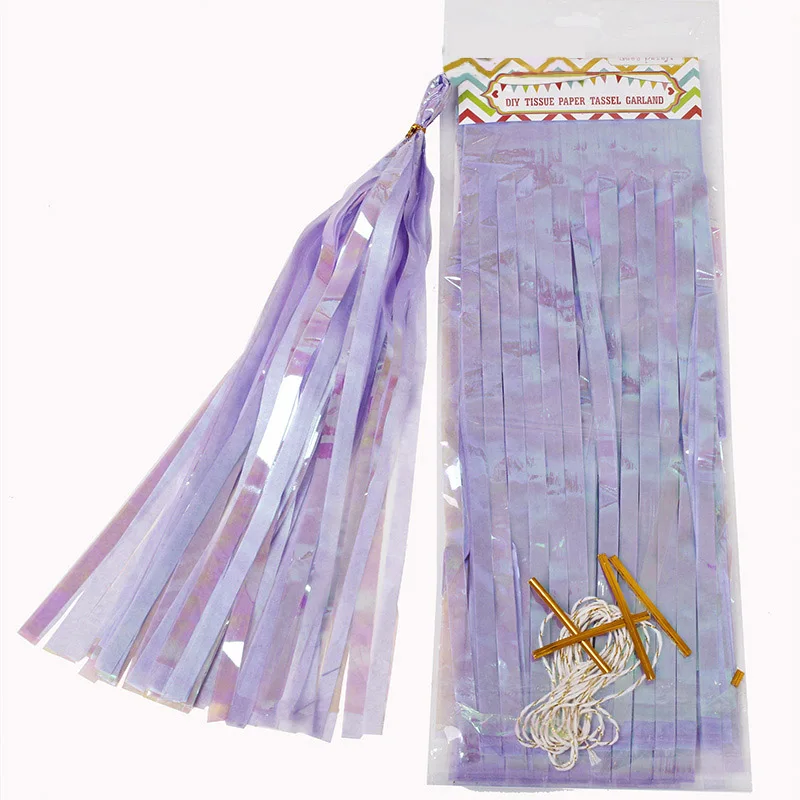 Свадебные украшения переливающиеся кисточки гирлянда бумажный баннер для русалки крещение день рождения детский душ украшения Единорог Вечерние - Цвет: Лиловый