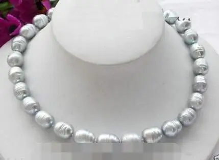 18 &quotAAA 9 10 ММ TAHITIAN натуральный серый жемчужный ожерелье 14K|Ожерелья| |