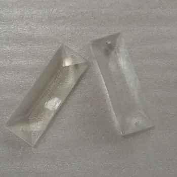 

Hot sale 22x63mm clear Glass Crystal Trigon Strip 2 Holes Wedding & Home Decoration Chandelier Prisms