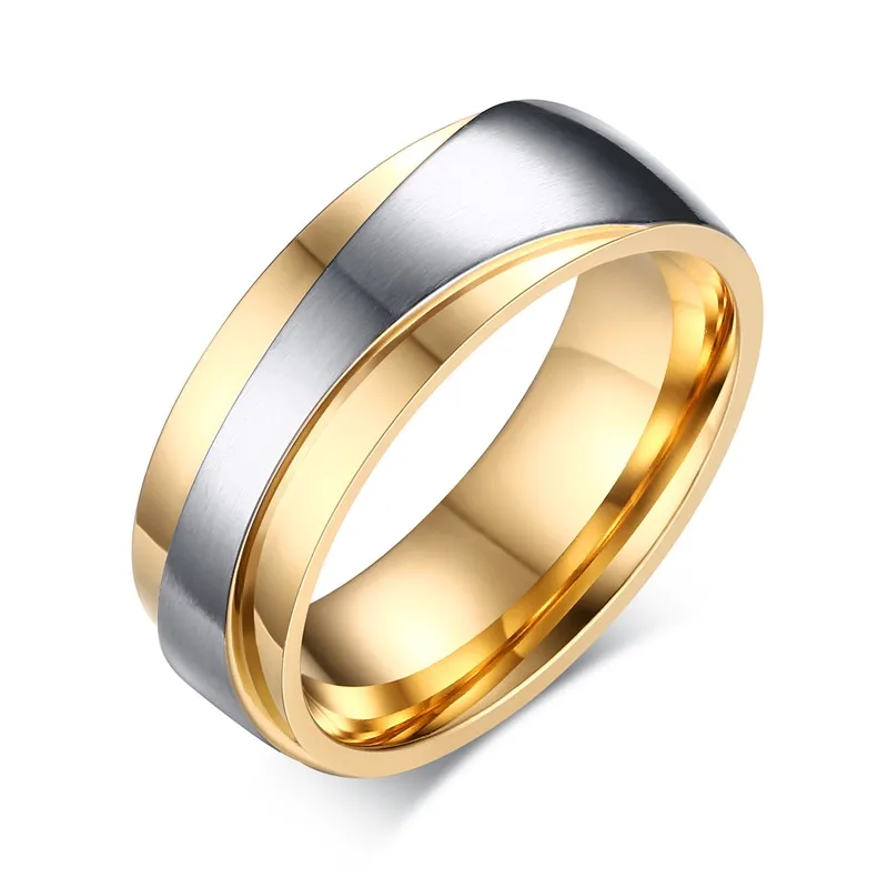 Vnox Обручальные кольца Кольца For Love Роскошные CZ циркония золото-цвет Обручение кольцо США Размеры - Цвет основного камня: 1 piece for men