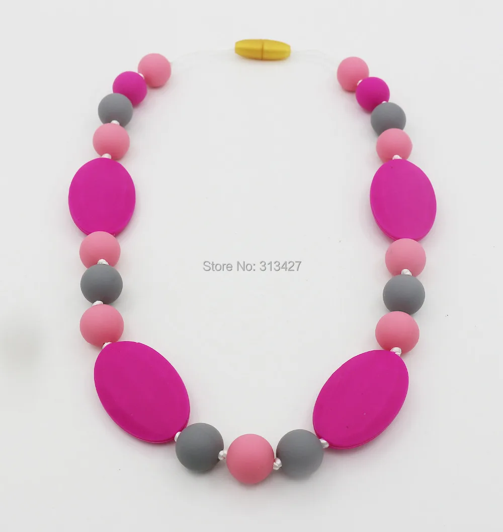 

(10pcs/lot ) 100% Silicone New style of Silicone Teething necklace for little girl - 6 to 12 years old