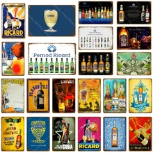 Póster metálico de Estilo Vintage Retro de cerveza, vino, Pernod Ricard, carteles de estaño, Havana Club Cuba, placa para Bar, café, Club, hogar, decoración de pared