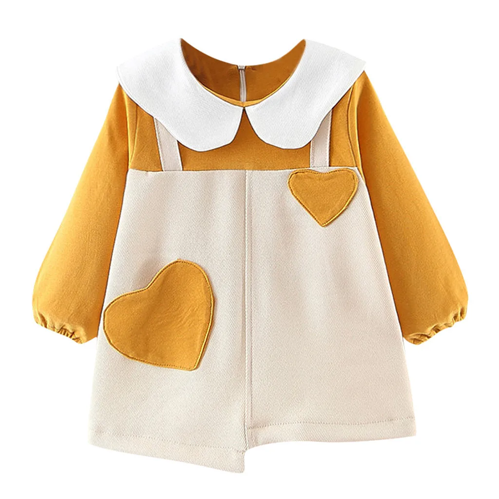 

Infant Baby Girls Long Sleeve Love Print Princess Suspender Dress Clothes