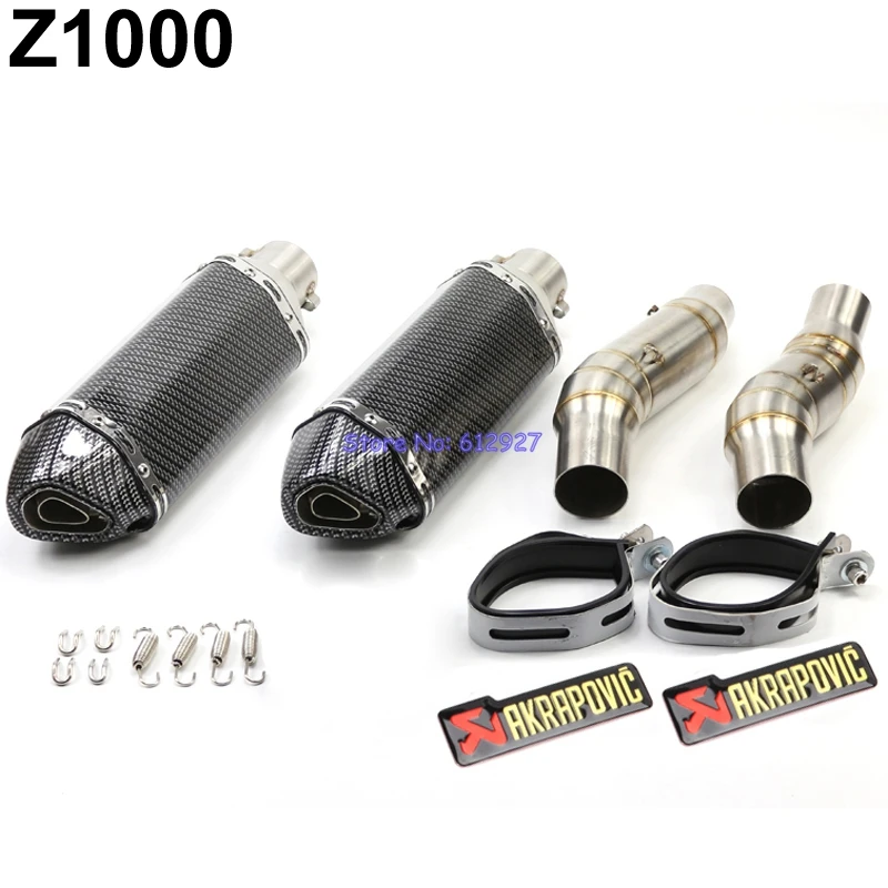 

Motorcycle Z1000 Slip On Exhaust Pipe Muffler System and Connect Mid Link Pipe Motorbike Akrapovic Exhaust Muffler Pipe Escape
