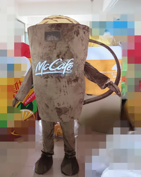

brown coffee cup mascot costume for adults