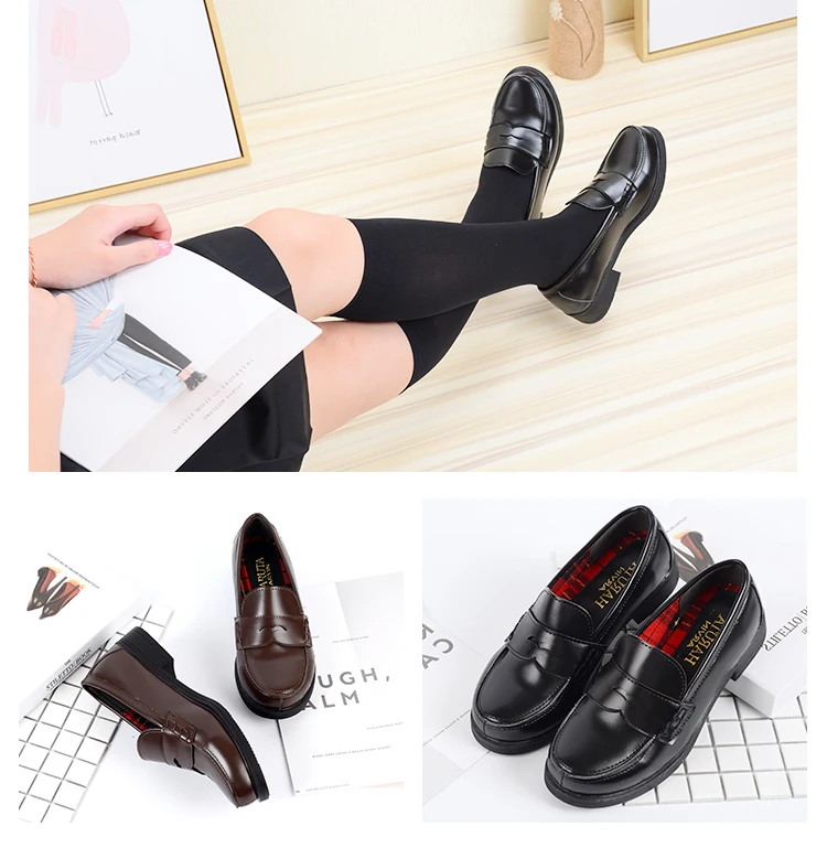 New Japanese Style College Student Shoes Cosplay Lolita Shoes for Women/Girl Fashion Black/Coffee Uniform Platform Shoes