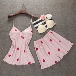 Милая Розовая Пижама женская сексуальная майка и шорты сексуальный пижамный комплект Повседневная Домашняя одежда ночное белье комплект