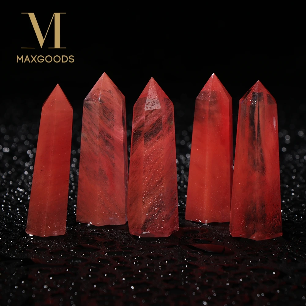

Random Send! 1 Pc Natural Rare Red Quartz Crystal single Terminated Wand Point Healing 50-80mm Pendant for Necklace Accessories