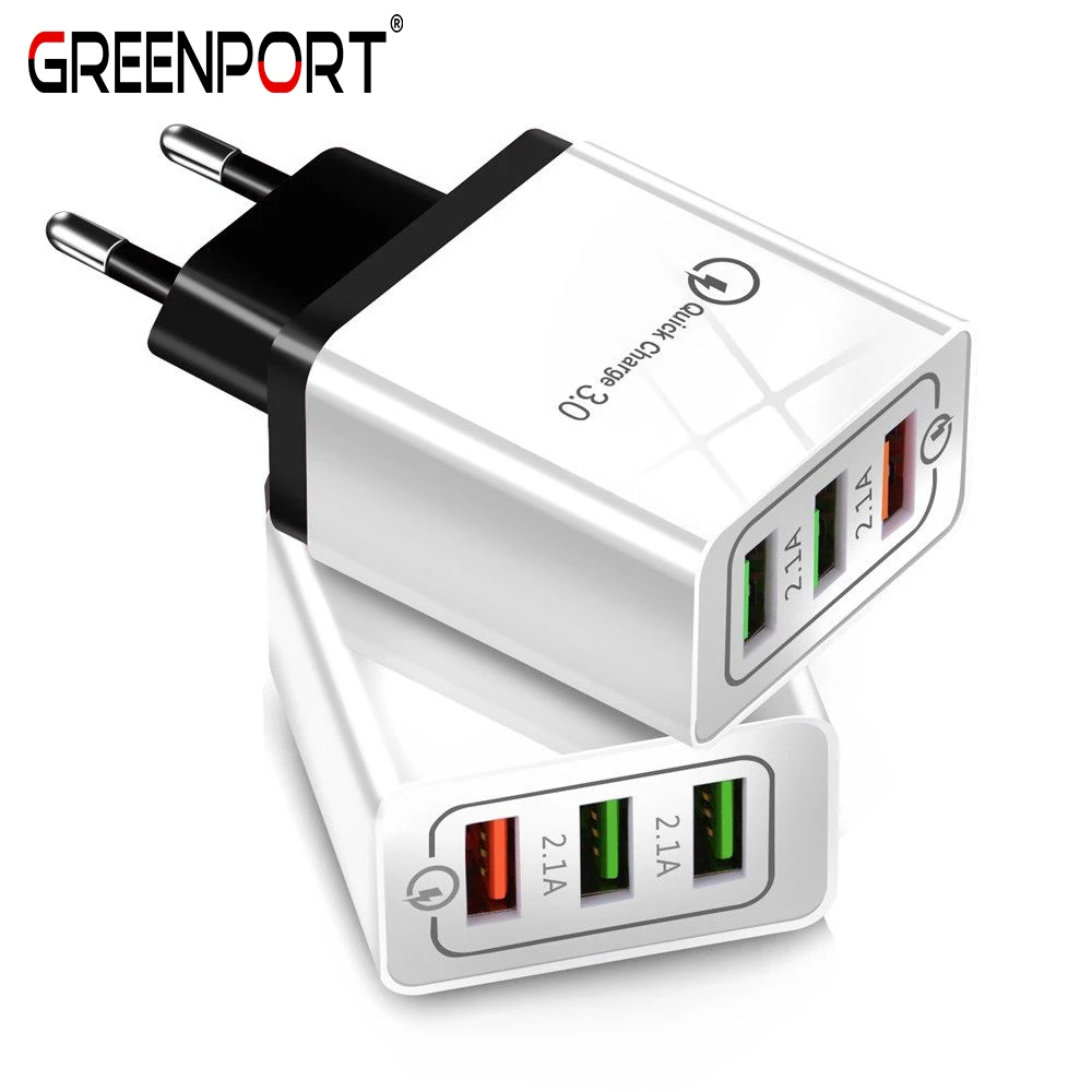 

GREENPORT Quick Charge 3.0 USB Fast Charger for iPhone x 6 8 Samsung s8 Oneplus Charging Plug Wall Charger Mobile Phone Chargers