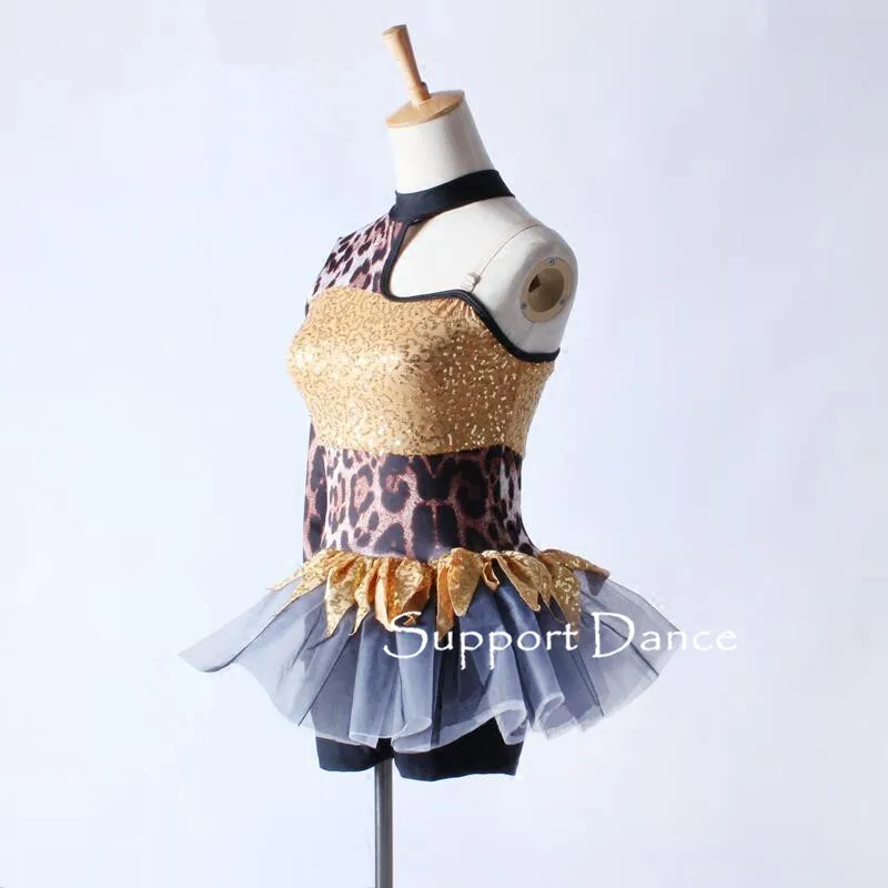 Irregular Leopard Print Latin Dress Children Adult Cool Jazz Modern Contemporary Dance Costume C305 Irregular Leopard Print Latin Dress Children Adult Cool Jazz Modern Contemporary Dance Costume C305
