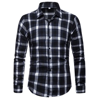 

Men Shirt Long Sleeve New Men's Casual Plaid Shirt for Spring Autumn 2019